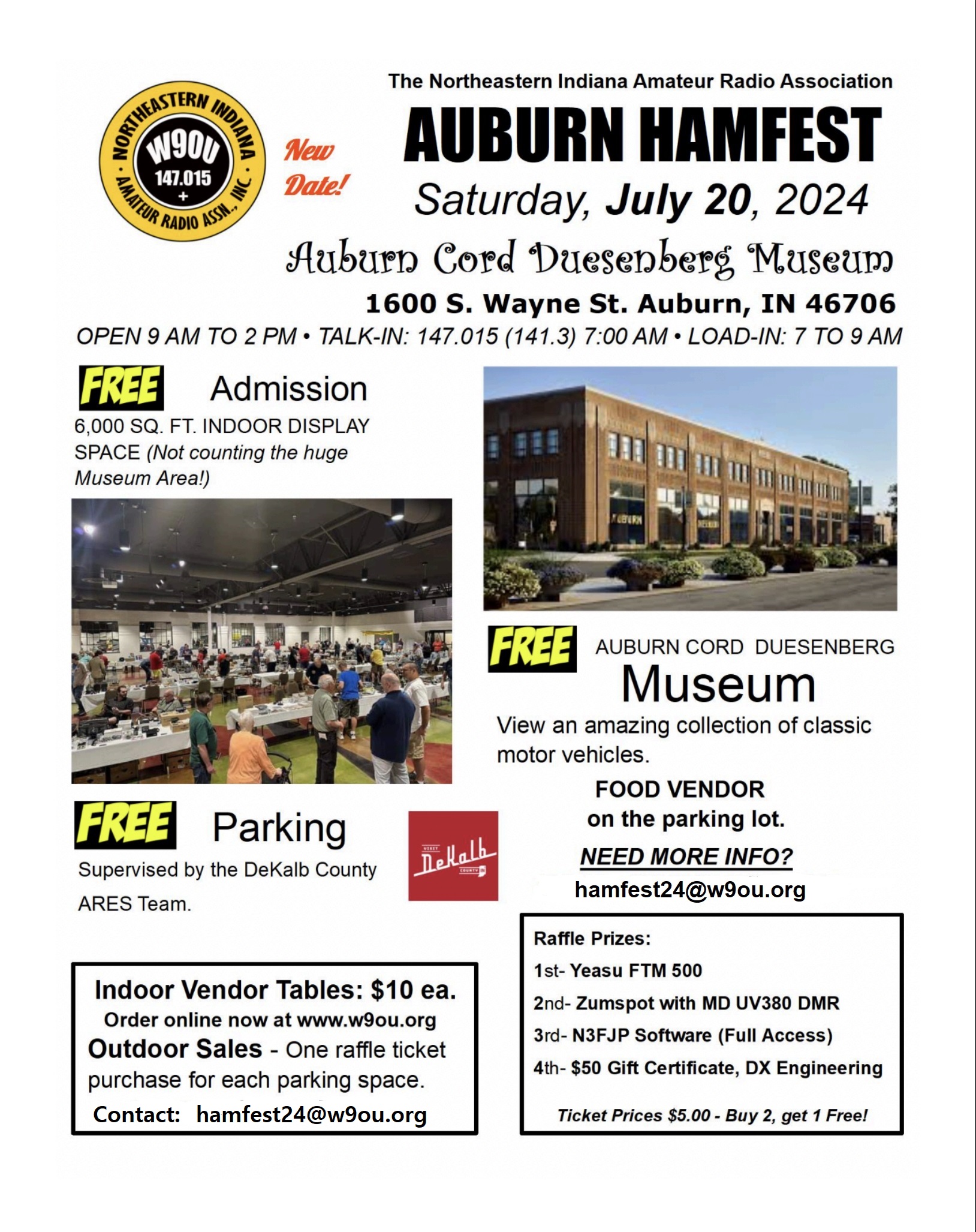 2024 Auburn Hamfest scheduled for July 20, 2024 9am 2pm W9OU